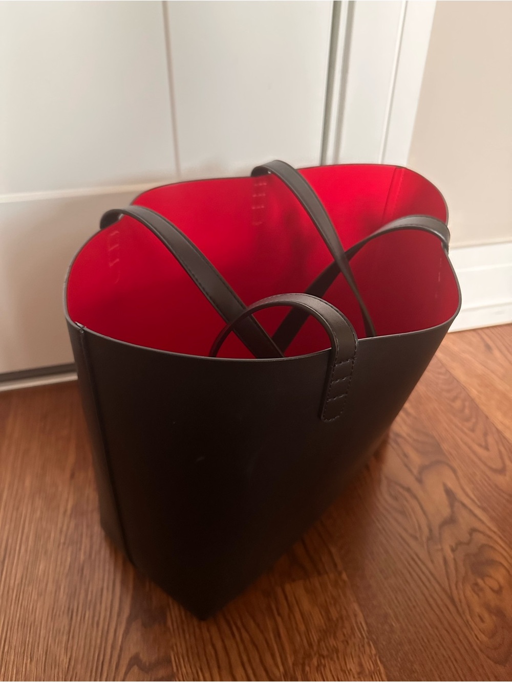 Mansur Gavriel Black/Red Large Leather Tote - Picture 5 of 6